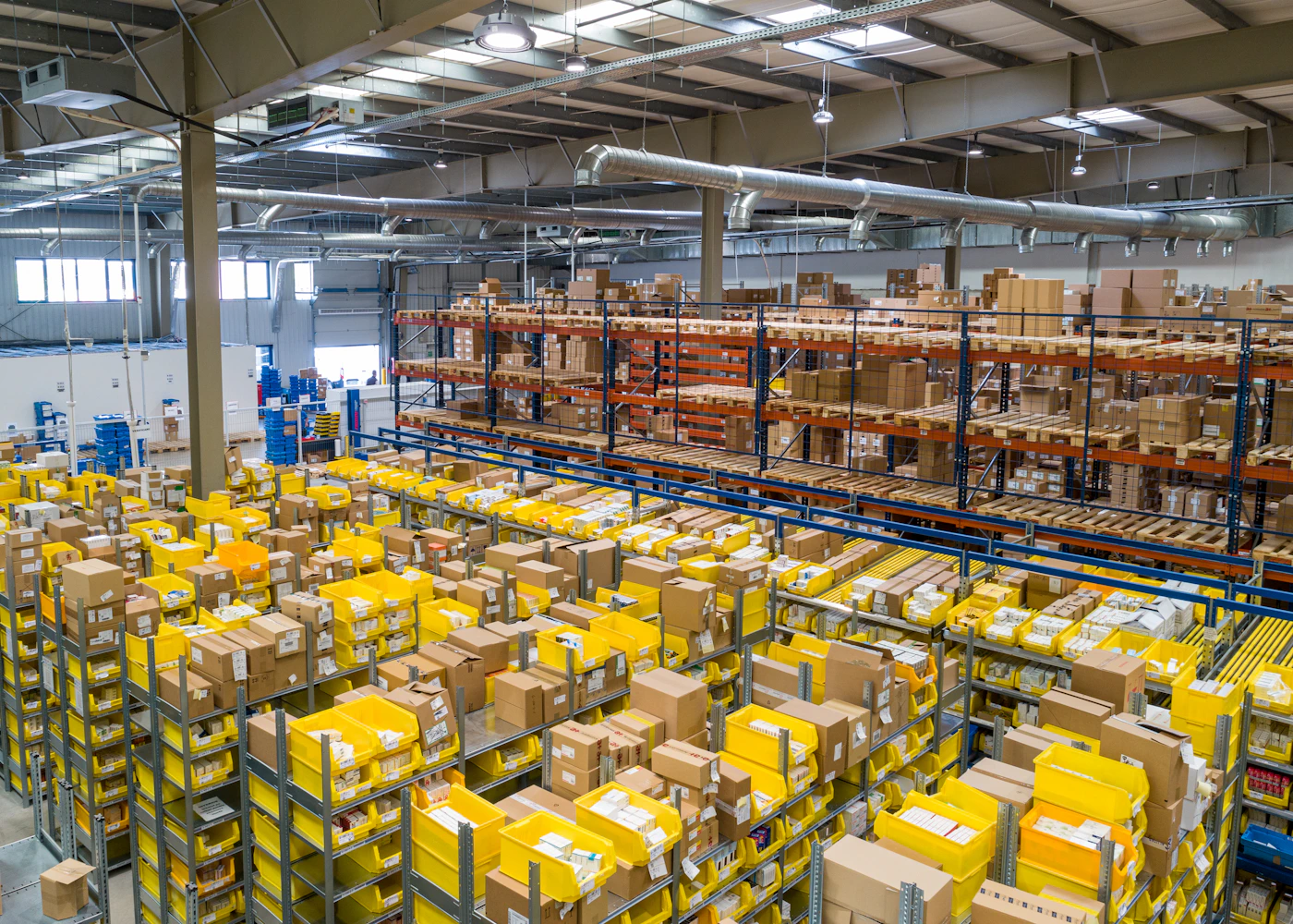 Goods organized in a distribution warehouse