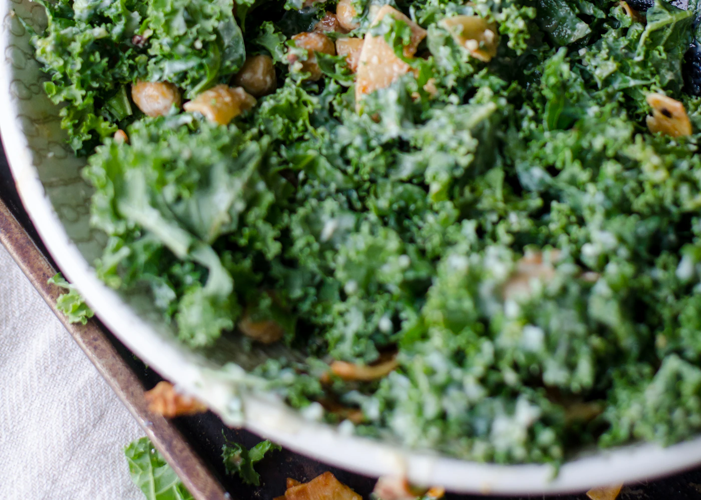 Leafy greens served with chickpeas